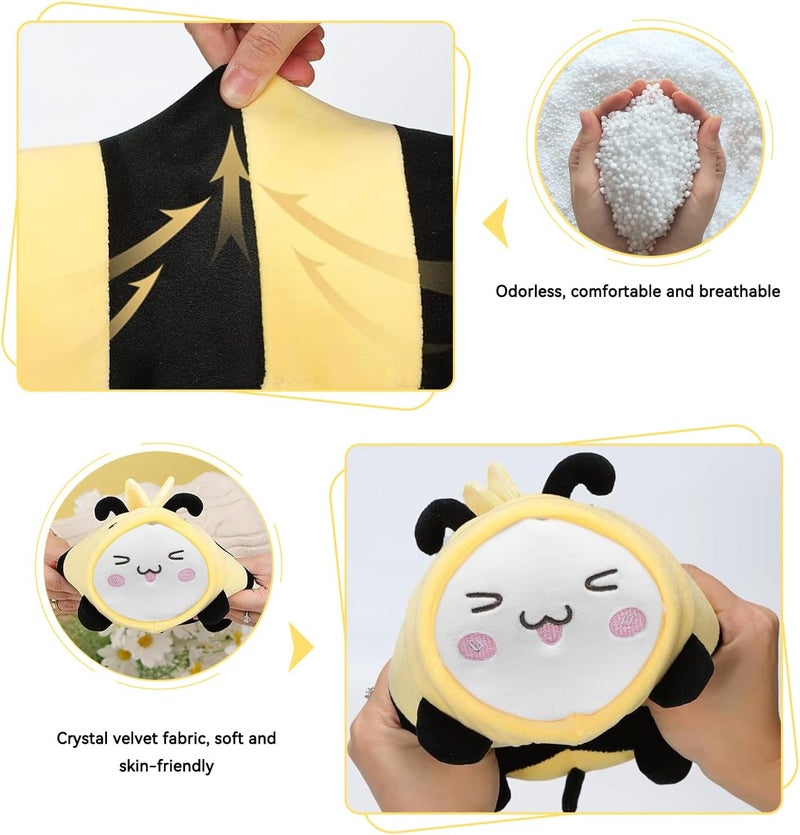 stocaggio Kids Travel Pillow - 2-in-1 Deformable Kids Neck Pillow for Traveling, Soft U-Shaped Pillow with Adorable Animal Design, Comfy Sleep and Play, Ideal for Airplane Traveling - Yellow Bee - Image 3